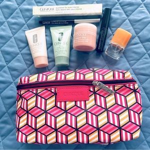 Clinique Skincare Makeup 7 Pcs Deluxe Samples Size Gift Set Rainbow Cube Bag